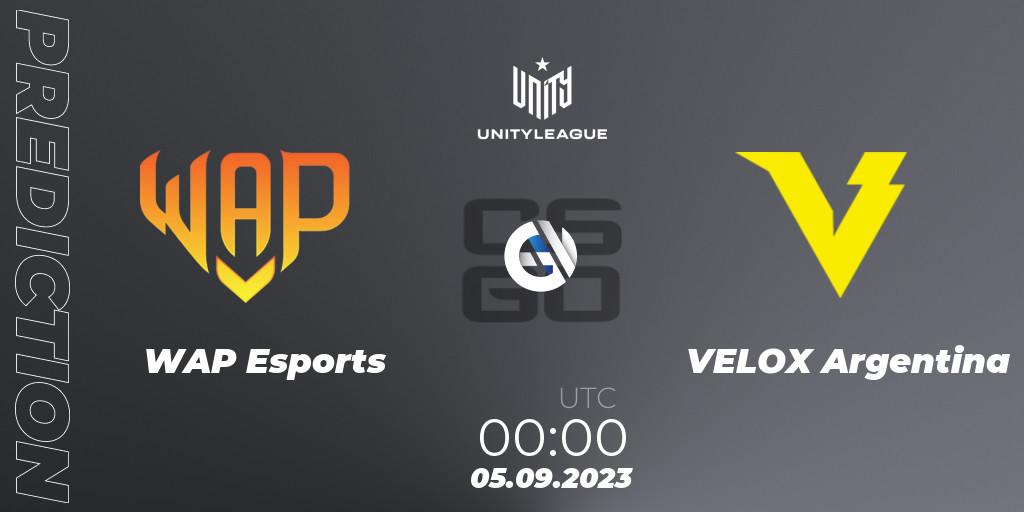 WAP Esports vs VELOX Argentina: Match Prediction. 05.09.2023 at 00:00, Counter-Strike (CS2), LVP Unity League Argentina 2023