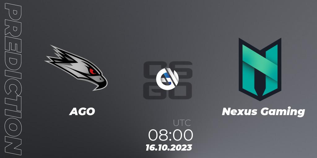 AGO vs Nexus Gaming: Match Prediction. 16.10.2023 at 09:00, Counter-Strike (CS2), European Pro League Season 11: Division 2