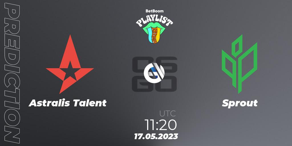 Astralis Talent vs Sprout: Match Prediction. 17.05.2023 at 12:30, Counter-Strike (CS2), BetBoom Playlist. Freedom