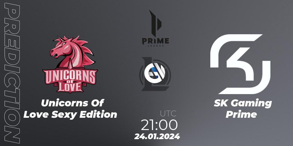 Unicorns Of Love Sexy Edition vs SK Gaming Prime: Match Prediction. 24.01.2024 at 21:00, LoL, Prime League Spring 2024 - Group Stage