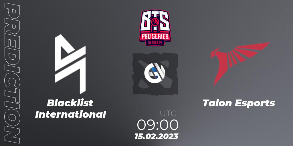 Blacklist International vs Talon Esports: Match Prediction. 15.02.2023 at 09:00, Dota 2, BTS Pro Series Season 14: Southeast Asia