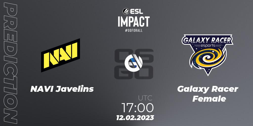 NAVI Javelins vs Galaxy Racer Female: Match Prediction. 12.02.2023 at 16:50, Counter-Strike (CS2), ESL Impact Katowice 2023