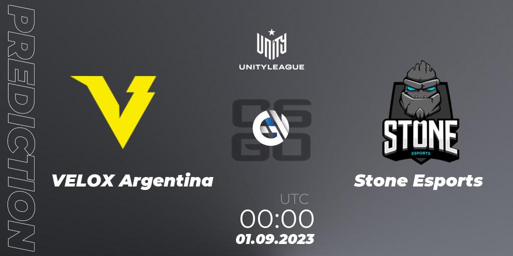 VELOX Argentina vs Stone Esports: Match Prediction. 01.09.2023 at 00:00, Counter-Strike (CS2), LVP Unity League Argentina 2023