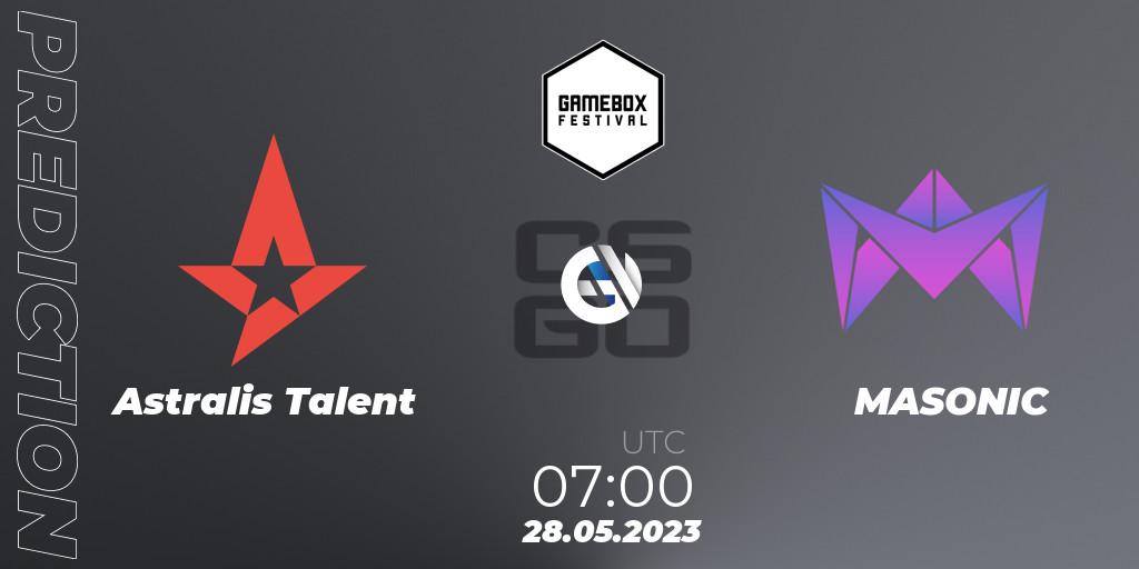 Astralis Talent vs MASONIC: Match Prediction. 28.05.23, CS2 (CS:GO), Gamebox Invitational 2023