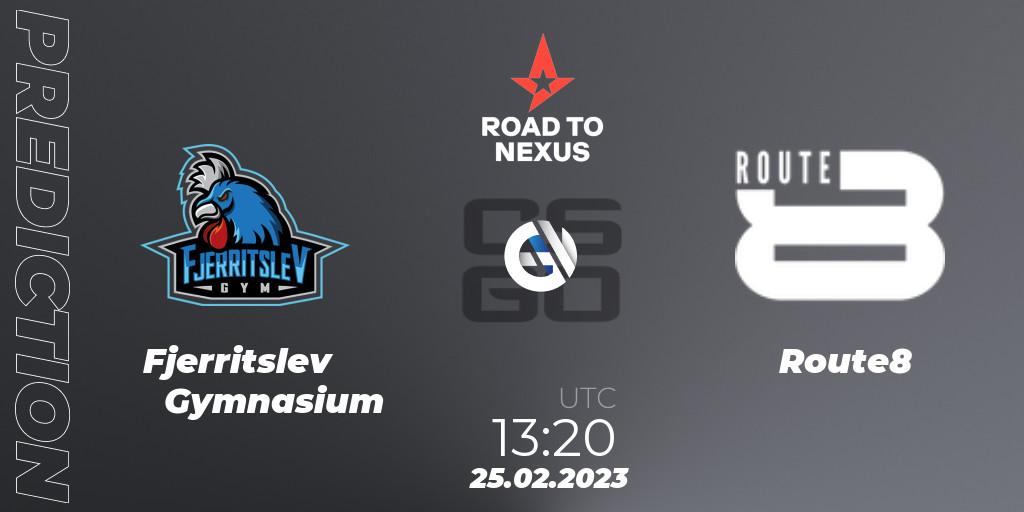 Fjerritslev Gymnasium vs Route8: Match Prediction. 25.02.2023 at 13:25, Counter-Strike (CS2), Road to Nexus