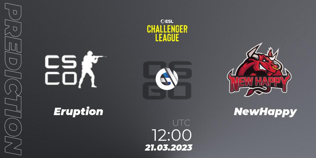 Eruption vs NewHappy: Match Prediction. 21.03.23, CS2 (CS:GO), ESL Challenger League Season 44: Asia-Pacific