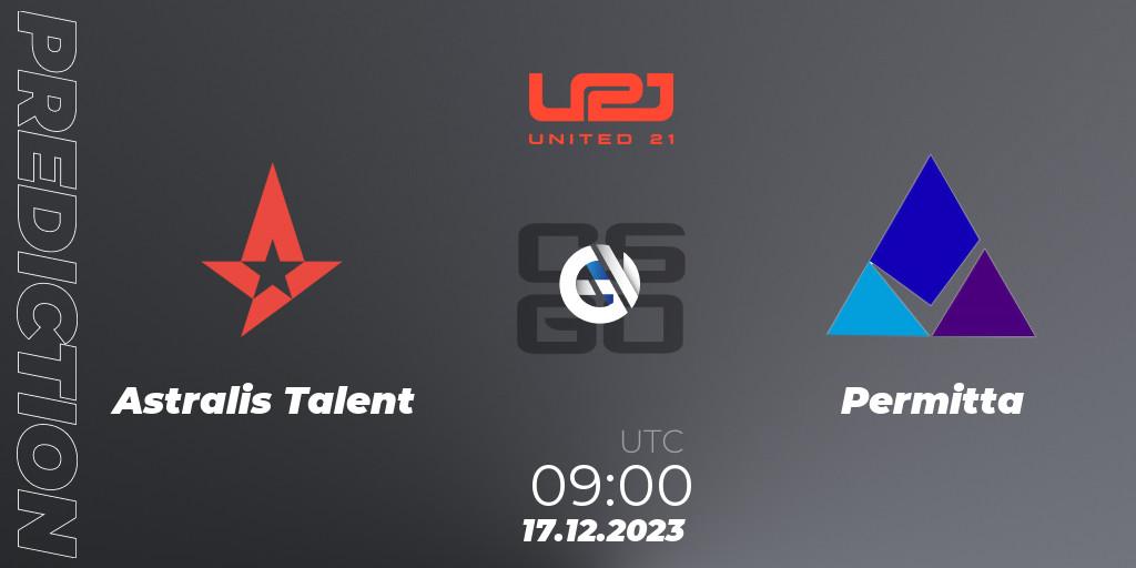 Astralis Talent vs Permitta: Match Prediction. 17.12.2023 at 09:00, Counter-Strike (CS2), United21 Season 9