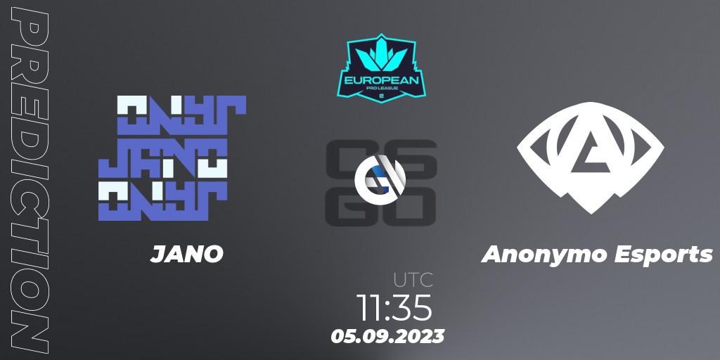 JANO vs Anonymo Esports: Match Prediction. 05.09.2023 at 11:35, Counter-Strike (CS2), European Pro League Season 10