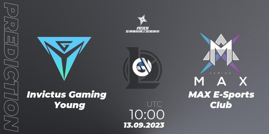 Invictus Gaming Young vs MAX E-Sports Club: Match Prediction. 13.09.2023 at 10:00, LoL, Asia Star Challengers Invitational 2023