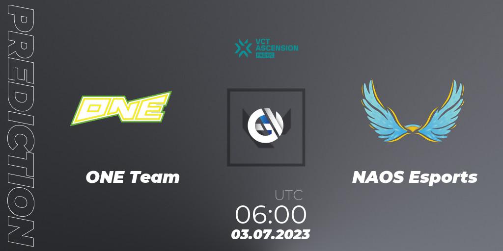 ONE Team vs NAOS Esports: Match Prediction. 03.07.2023 at 06:00, VALORANT, VALORANT Challengers Ascension 2023: Pacific - Group Stage