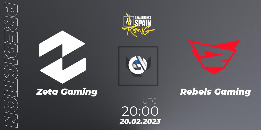 Zeta Gaming vs Rebels Gaming: Match Prediction. 20.02.2023 at 20:10, VALORANT, VALORANT Challengers 2023 Spain: Rising Split 1