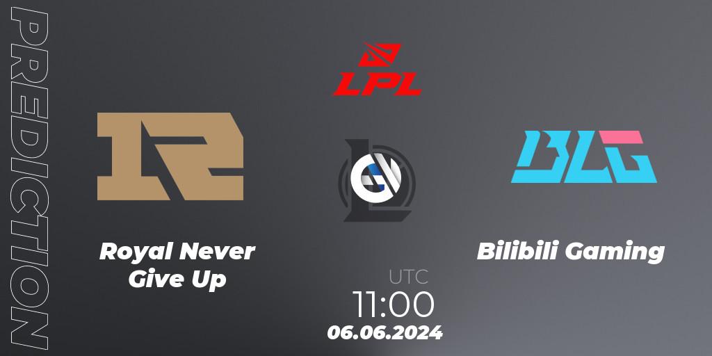 Royal Never Give Up vs Bilibili Gaming: Match Prediction. 06.06.2024 at 11:00, LoL, LPL 2024 Summer - Group Stage