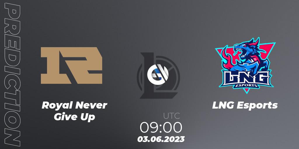 Royal Never Give Up vs LNG Esports: Match Prediction. 03.06.23, LoL, LPL Summer 2023 Regular Season