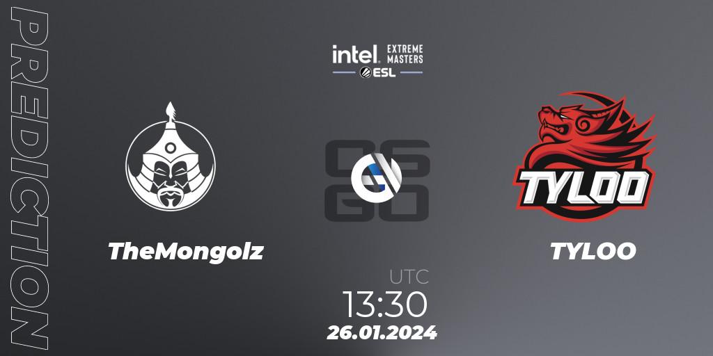 TheMongolz vs TYLOO: Match Prediction. 26.01.2024 at 13:30, Counter-Strike (CS2), Intel Extreme Masters China 2024: Asian Closed Qualifier