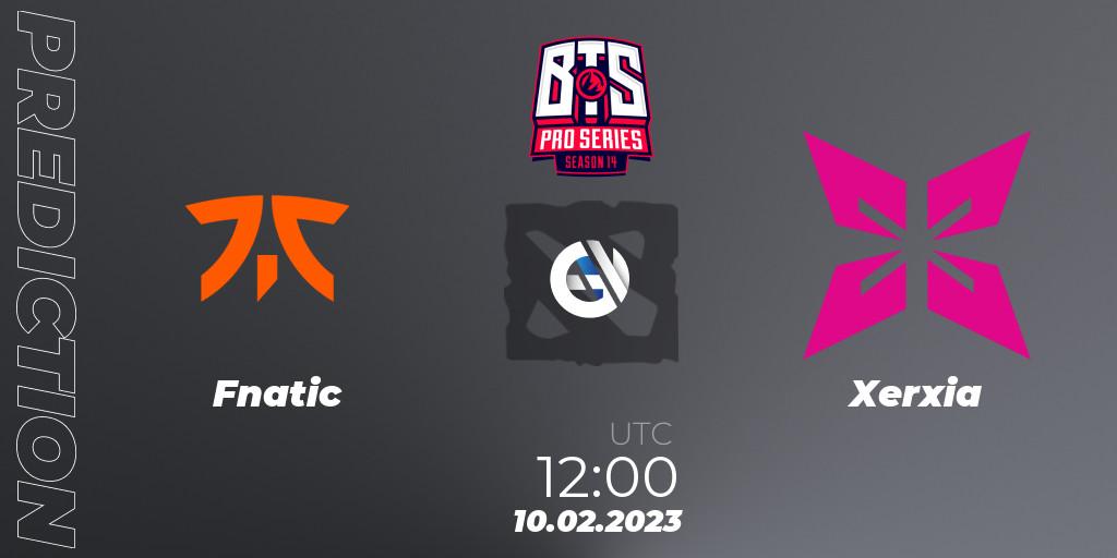 Fnatic vs Xerxia: Match Prediction. 10.02.2023 at 11:57, Dota 2, BTS Pro Series Season 14: Southeast Asia