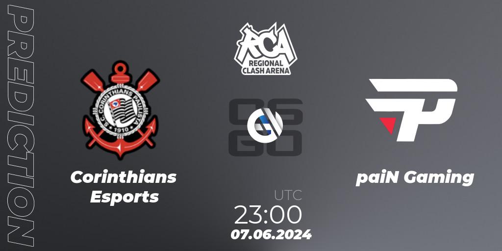 Corinthians Esports vs paiN Gaming: Match Prediction. 07.06.2024 at 23:00, Counter-Strike (CS2), Regional Clash Arena South America