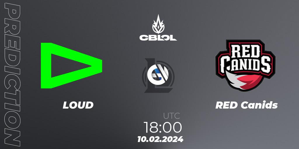 LOUD vs RED Canids: Match Prediction. 10.02.2024 at 18:00, LoL, CBLOL Split 1 2024 - Group Stage