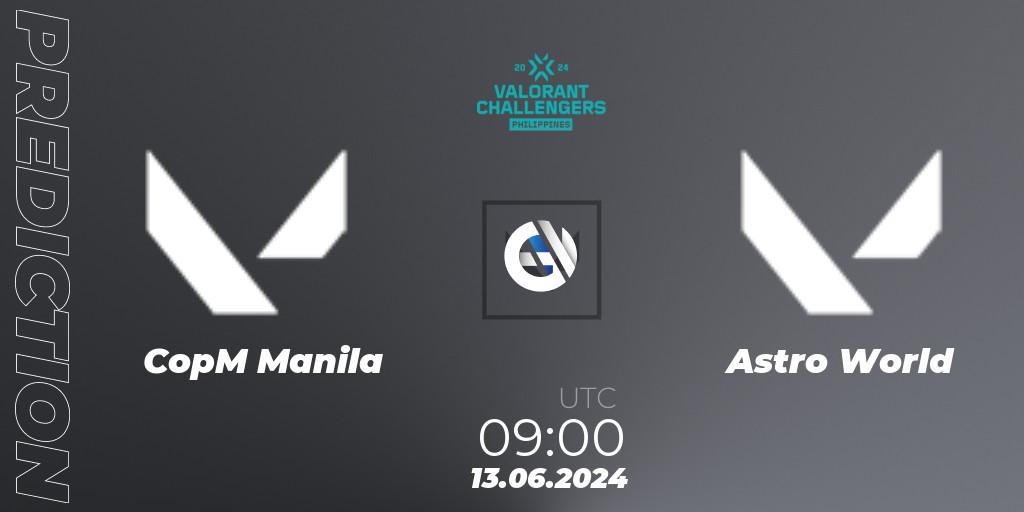 CopM Manila vs Astro World: Match Prediction. 13.06.2024 at 09:00, VALORANT, VALORANT Challengers 2024 Philippines: Split 2