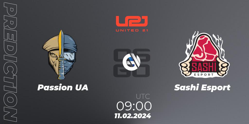 Passion UA vs Sashi Esport: Match Prediction. 11.02.2024 at 09:30, Counter-Strike (CS2), United21 Season 11