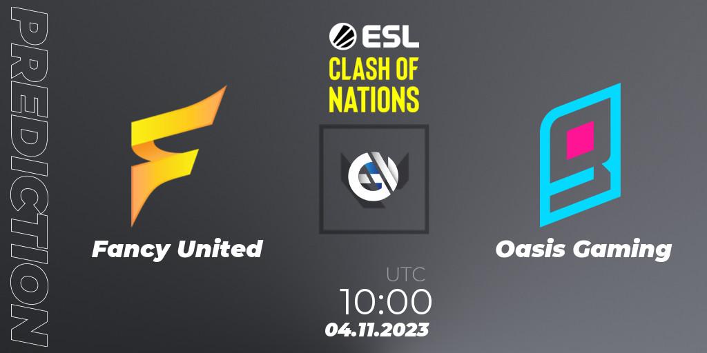 Fancy United vs Oasis Gaming: Match Prediction. 04.11.2023 at 12:30, VALORANT, ESL Clash of Nations 2023 - SEA Closed Qualifier