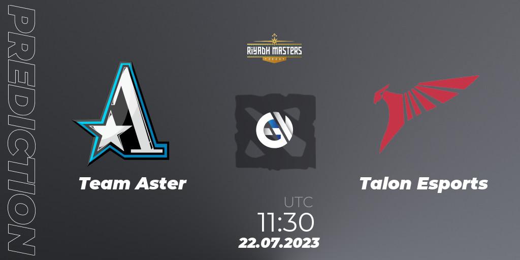 Team Aster vs Talon Esports: Match Prediction. 22.07.2023 at 11:33, Dota 2, Riyadh Masters 2023 - Group Stage