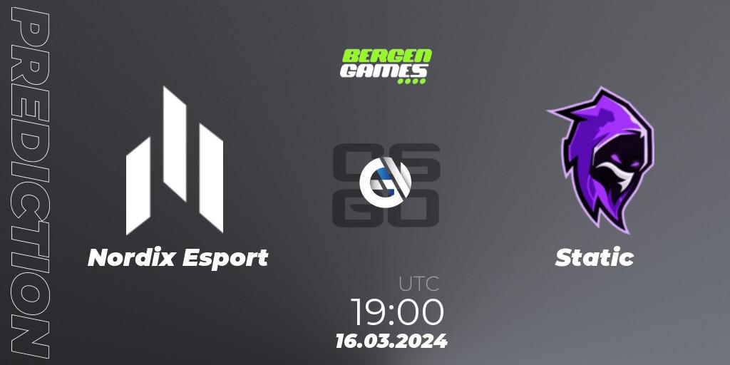 Nordix Esport vs Static: Match Prediction. 16.03.2024 at 18:00, Counter-Strike (CS2), Bergen Games 2024: Online Stage