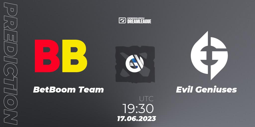BetBoom Team vs Evil Geniuses: Match Prediction. 17.06.2023 at 19:25, Dota 2, DreamLeague Season 20 - Group Stage 2