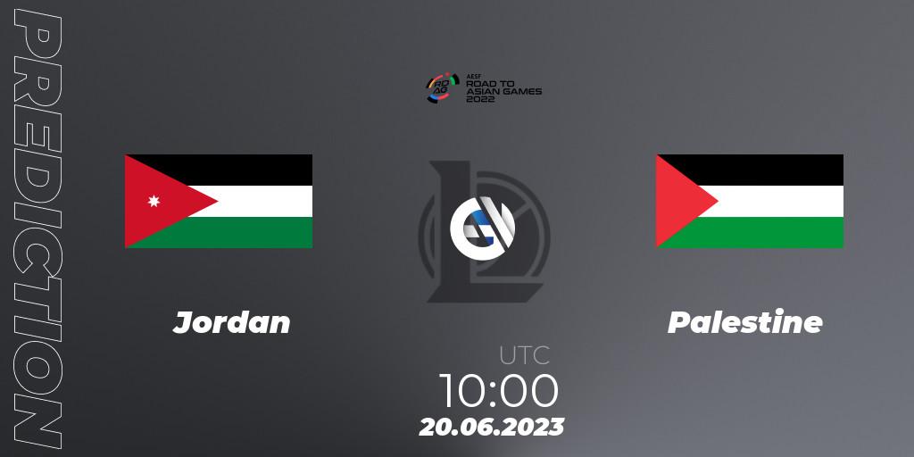Jordan vs Palestine: Match Prediction. 20.06.2023 at 10:00, LoL, 2022 AESF Road to Asian Games - West Asia