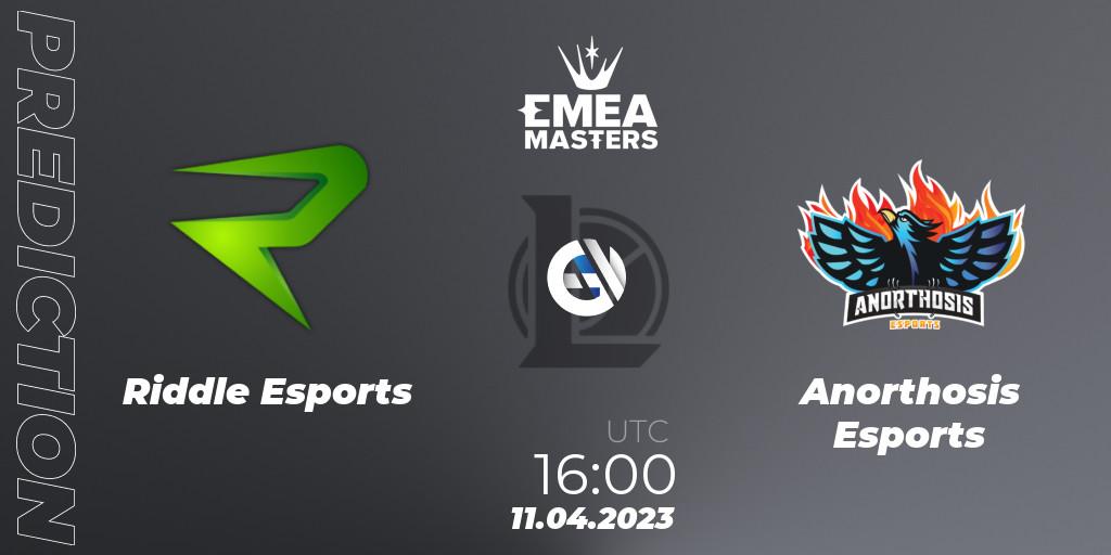 Riddle Esports vs Anorthosis Esports: Match Prediction. 11.04.2023 at 16:00, LoL, EMEA Masters Spring 2023 - Group Stage