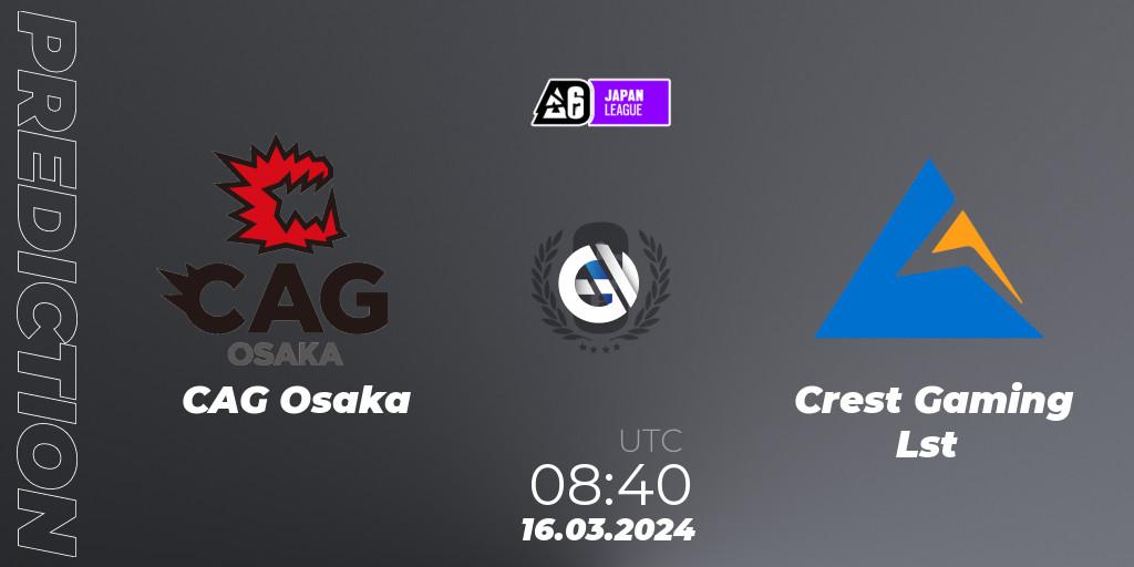 CAG Osaka vs Crest Gaming Lst: Match Prediction. 16.03.2024 at 08:40, Rainbow Six, Japan League 2024 - Stage 1