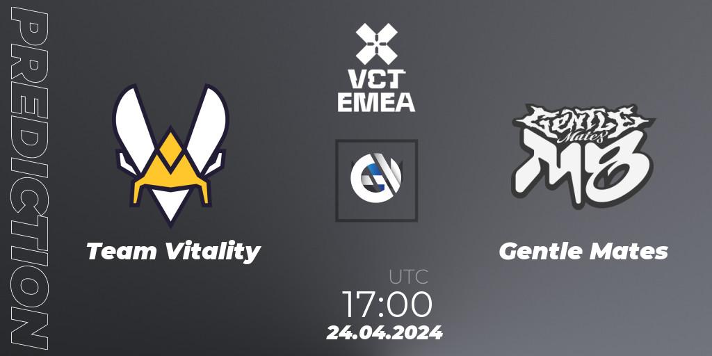 Team Vitality vs Gentle Mates: Match Prediction. 24.04.24, VALORANT, VALORANT Champions Tour 2024: EMEA League - Stage 1 - Group Stage