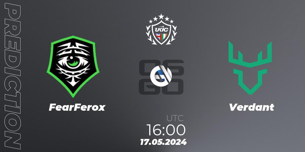 FearFerox vs Verdant: Match Prediction. 17.05.2024 at 20:00, Counter-Strike (CS2), UKIC League Season 2: Division 1