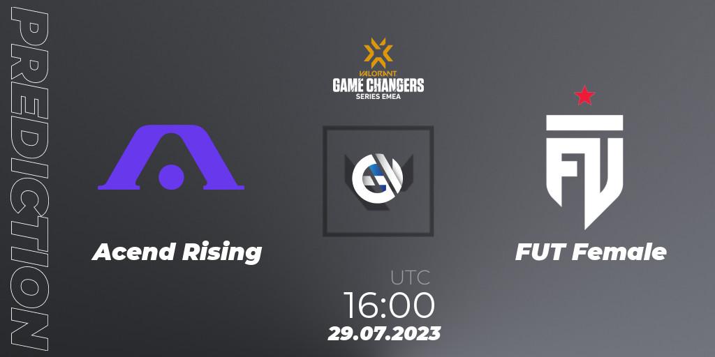 Acend Rising vs FUT Female: Match Prediction. 29.07.2023 at 16:05, VALORANT, VCT 2023: Game Changers EMEA Series 2