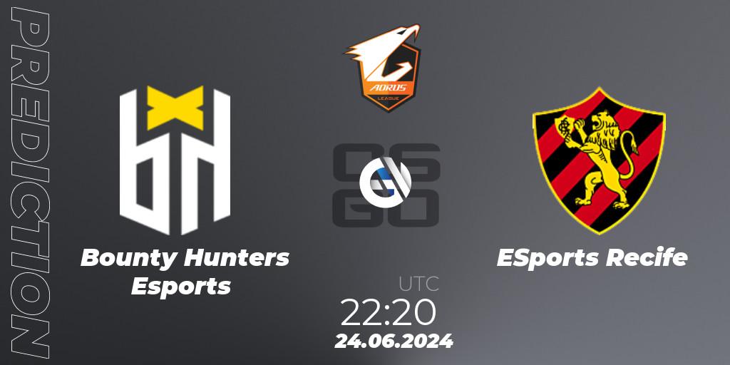 Bounty Hunters Esports vs ESports Recife: Match Prediction. 24.06.2024 at 22:20, Counter-Strike (CS2), Aorus League 2024 Season 1: Brazil