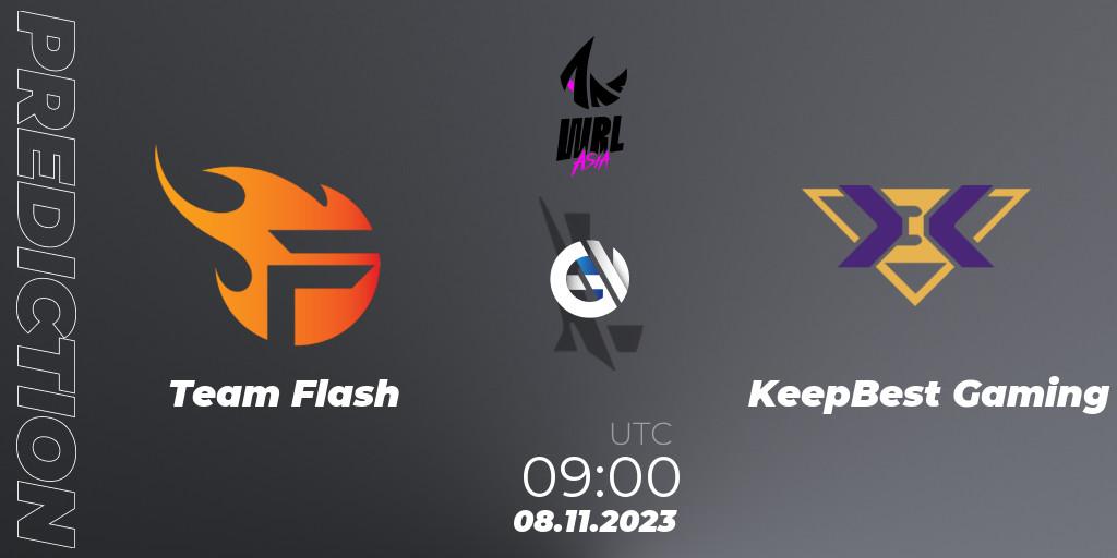 Team Flash vs KeepBest Gaming: Match Prediction. 08.11.2023 at 09:15, Wild Rift, WRL Asia 2023 - Season 2 - Regular Season