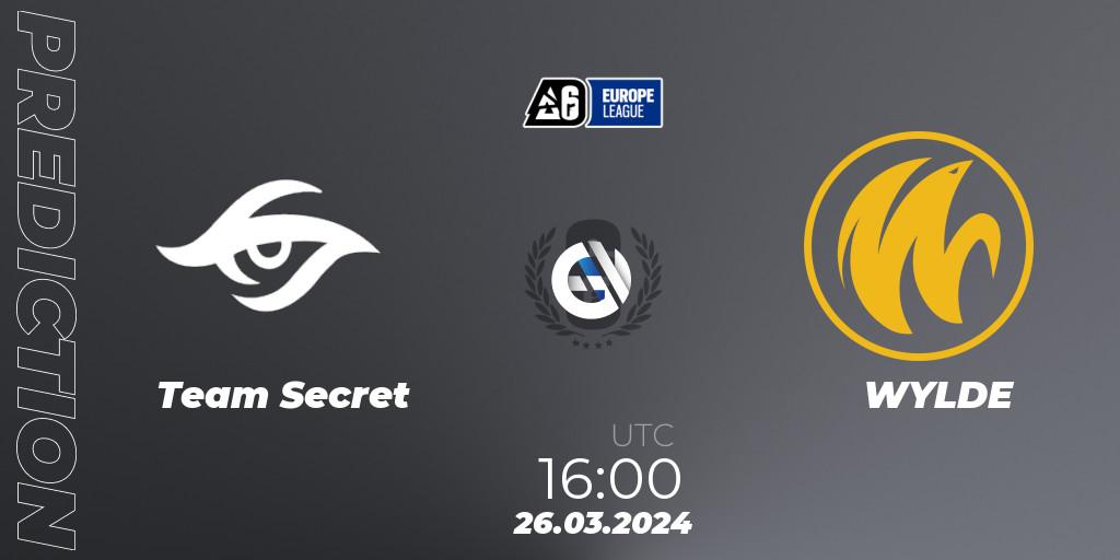 Team Secret vs WYLDE: Match Prediction. 26.03.2024 at 17:00, Rainbow Six, Europe League 2024 - Stage 1