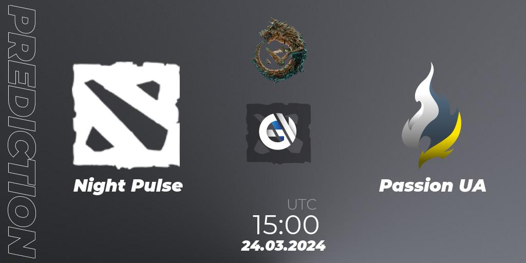Night Pulse vs Passion UA: Match Prediction. 24.03.2024 at 15:00, Dota 2, PGL Wallachia Season 1: Eastern Europe Open Qualifier #2