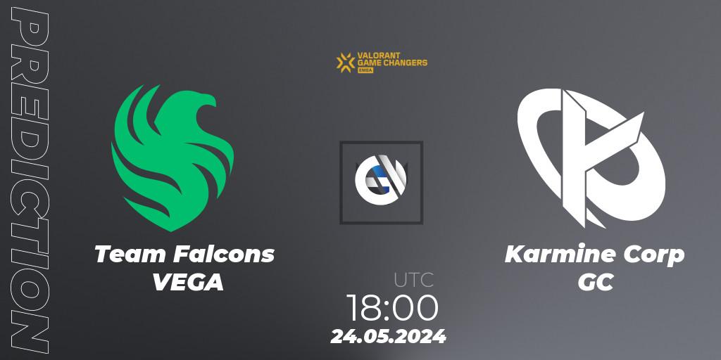 Team Falcons VEGA vs Karmine Corp GC: Match Prediction. 24.05.2024 at 18:00, VALORANT, VCT 2024: Game Changers EMEA Stage 2