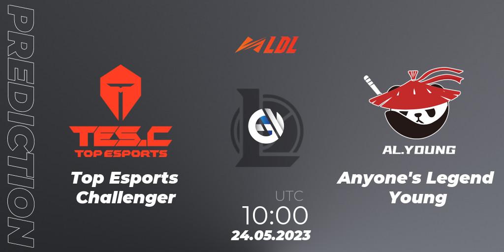 Top Esports Challenger vs Anyone's Legend Young: Match Prediction. 24.05.2023 at 08:00, LoL, LDL 2023 - Regular Season - Stage 2