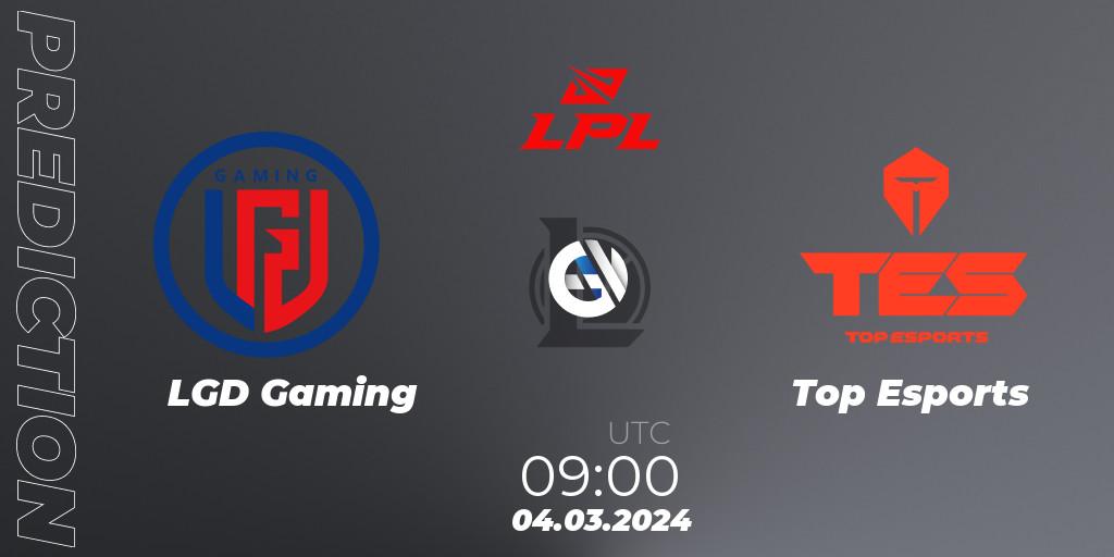LGD Gaming vs Top Esports: Match Prediction. 04.03.2024 at 09:00, LoL, LPL Spring 2024 - Group Stage