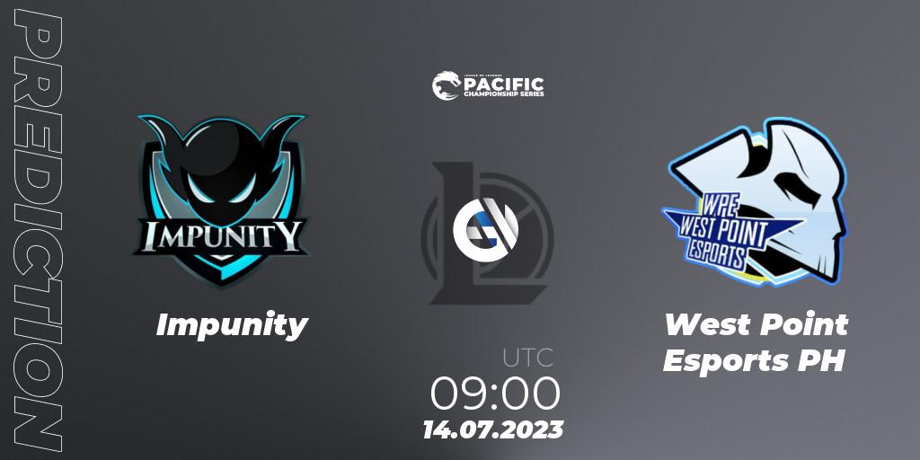 Impunity vs West Point Esports PH: Match Prediction. 14.07.2023 at 09:00, LoL, PACIFIC Championship series Group Stage