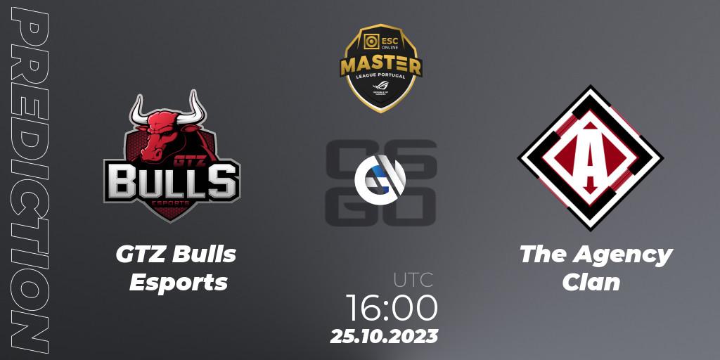 GTZ Bulls Esports vs The Agency Clan: Match Prediction. 25.10.23, CS2 (CS:GO), Master League Portugal Season 12: Online Stage