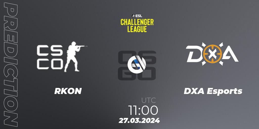 RKON vs DXA Esports: Match Prediction. 27.03.2024 at 11:00, Counter-Strike (CS2), ESL Challenger League Season 47: Oceania