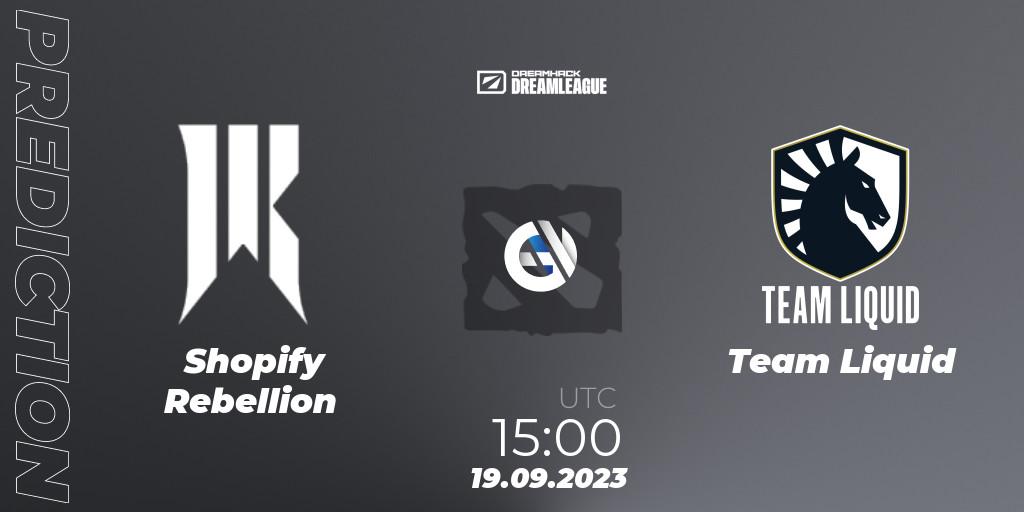 Shopify Rebellion vs Team Liquid: Match Prediction. 19.09.2023 at 15:12, Dota 2, DreamLeague Season 21