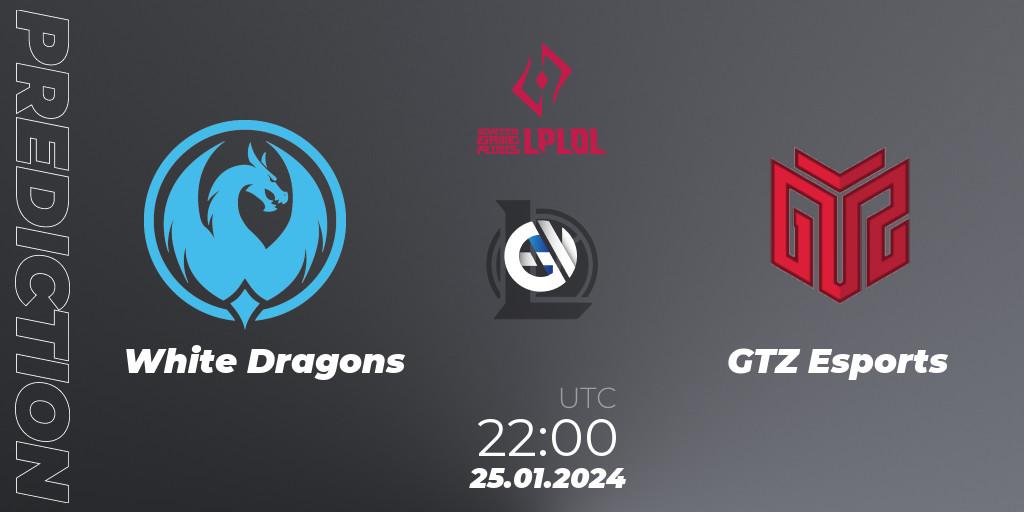 White Dragons vs GTZ Esports: Match Prediction. 25.01.2024 at 22:00, LoL, LPLOL Split 1 2024