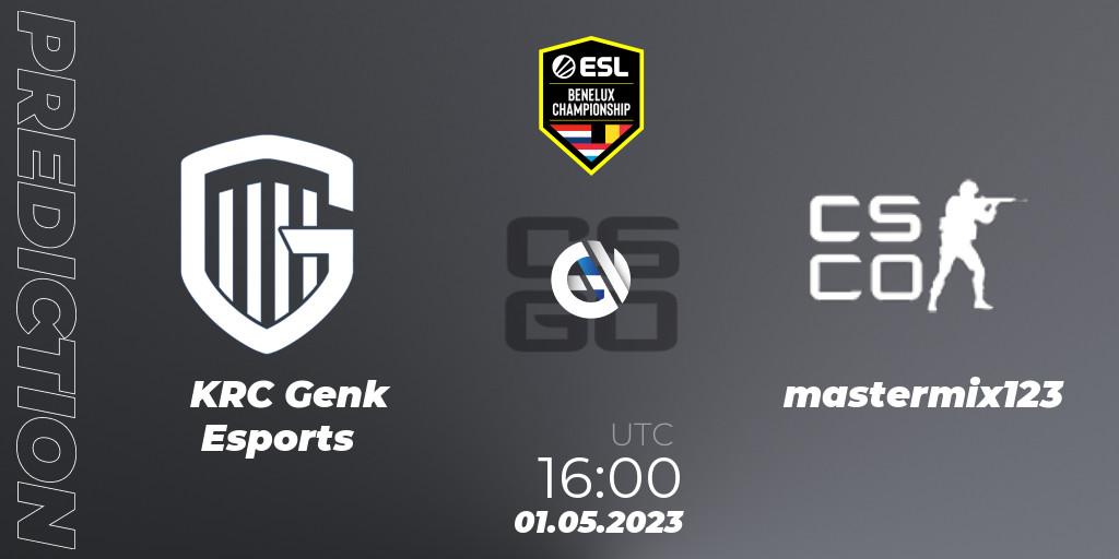 KRC Genk Esports vs mastermix123: Match Prediction. 01.05.2023 at 16:00, Counter-Strike (CS2), ESL Benelux Championship Spring 2023