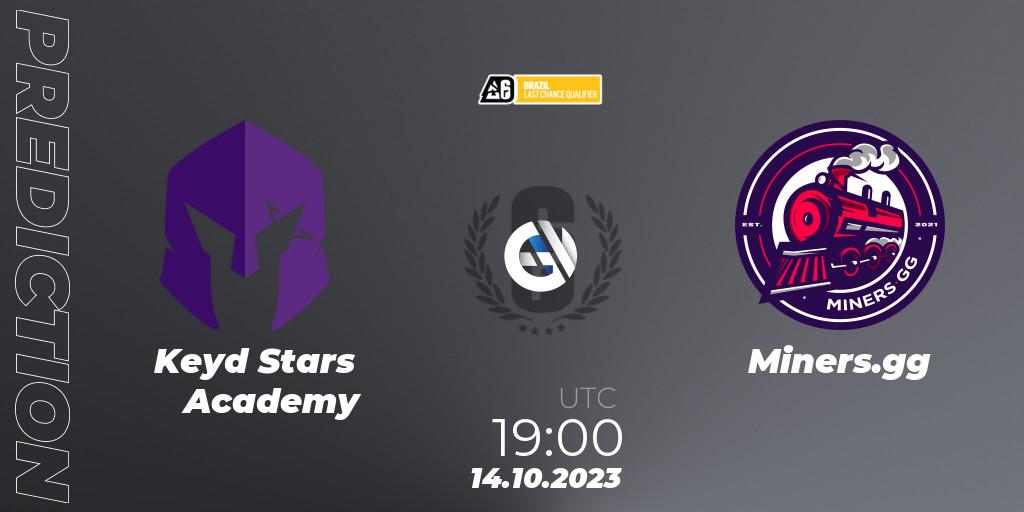 Keyd Stars Academy vs Miners.gg: Match Prediction. 14.10.2023 at 19:00, Rainbow Six, Brazil League 2023 - Stage 2 - Last Chance Qualifiers