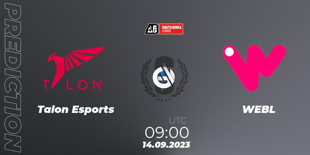Talon Esports vs WEBL: Match Prediction. 14.09.2023 at 09:00, Rainbow Six, South Korea League 2023 - Stage 2