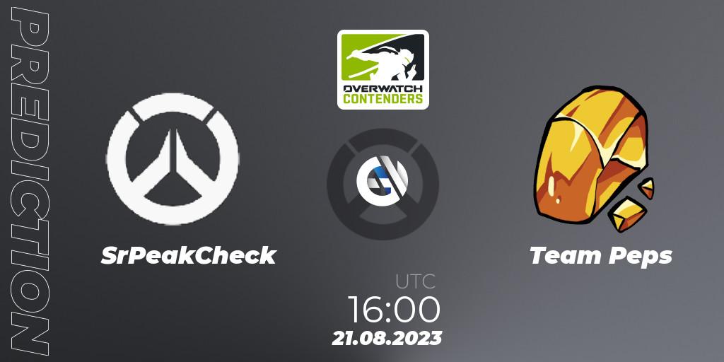 SrPeakCheck vs Team Peps: Match Prediction. 21.08.2023 at 16:00, Overwatch, Overwatch Contenders 2023 Summer Series: Europe