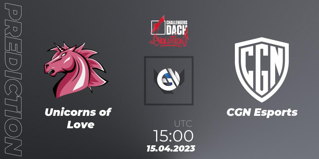 Unicorns of Love vs CGN Esports: Match Prediction. 15.04.2023 at 15:00, VALORANT, VALORANT Challengers DACH: Evolution Split 2 - Regular Season